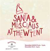 Santa and Mrs. Claus at the W Tent Logo