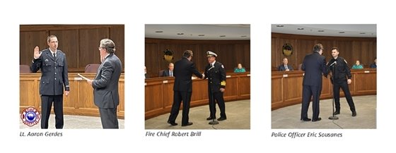 Mayor with Fireman, Fire Chief, and Police Officer