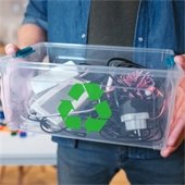 Bin with a Recycling Symbol that Contains Electronics
