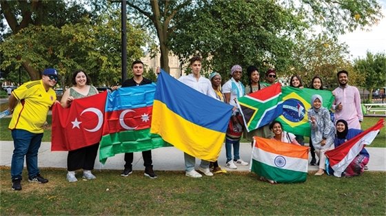 Festival of Cultures Attendees Holding Flags