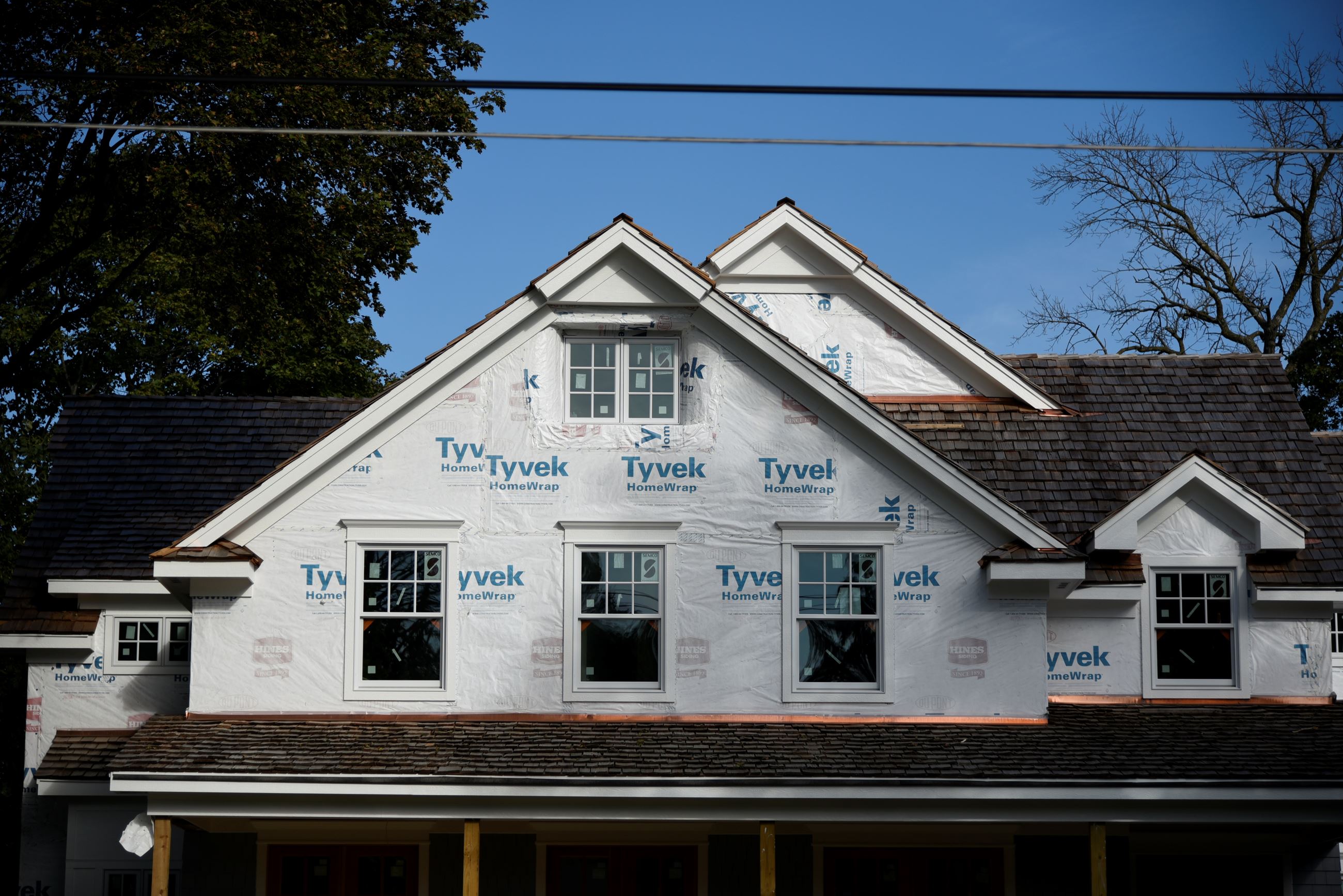 Image of house under construction wrapped in Tyvek house wrap